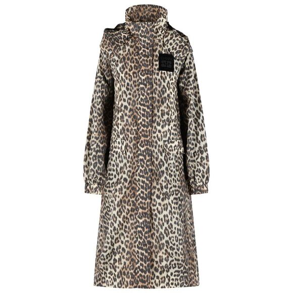 Ganni Leopard Print Polyamide Parka Women